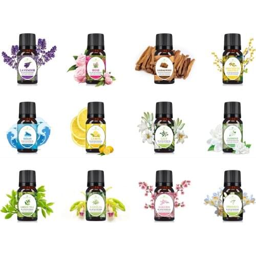 10ML Pure Essential Oils Rose Lemon Jasmine Vanilla Sandalwood Tea Tree Aromatherapy Oil Relieve Stress Sleep Diffuser Aroma Oil