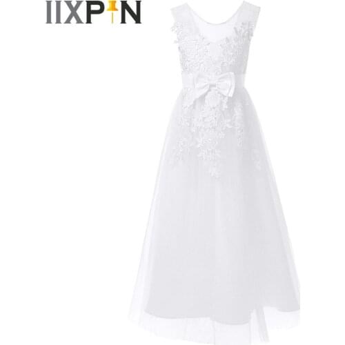 Kids Girls Elegant Dresses Embroidered Lace Flower Girl Dress Mesh Tutu Vestidos for Birthday Party Wedding Princess Costume