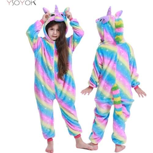 Kids Winter Kigurumi Pajamas Unicorn Animal Panda Onesie Kids Sleepwear Flannel Baby Jumpsuit Children Pajamas for Boys Girls