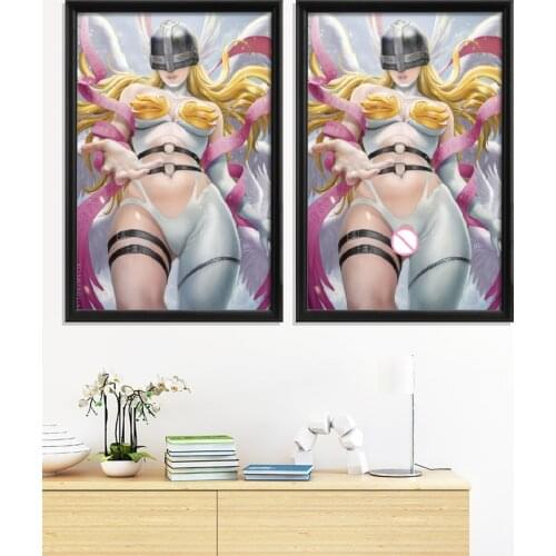 Digimon Sexy Nude Girl Cartoon Angewomon Anime Poster Custom Art Silk Canvas Decoration Wall Picture Prints Room Decor