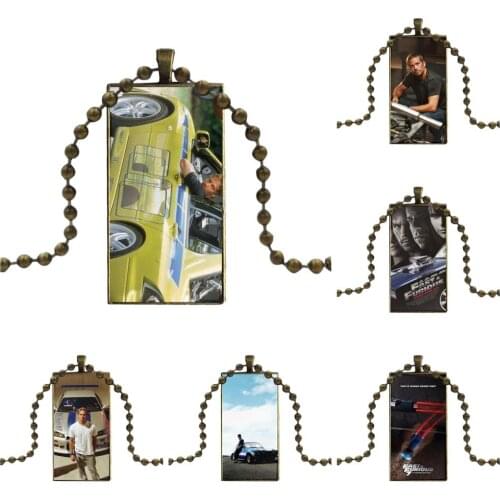 For Women Gifts Boy Design Fashion Vintage Glass Women Rectangle Necklace Pendants Paul Walker Fast And Furious
