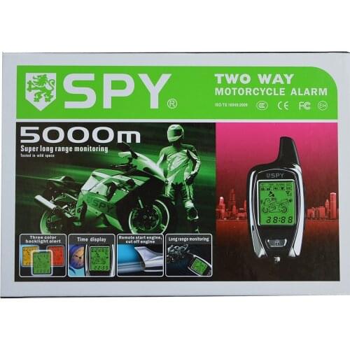 SPY 5000m 2 WayMotorcycle security alarm system with two LCD transmitters remote engine start & Anti-theft