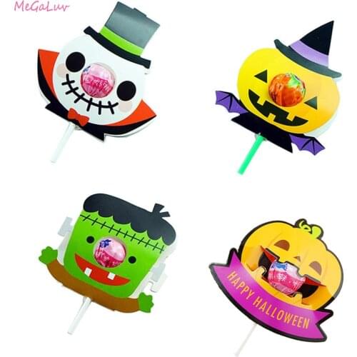 Halloween Lollipop Paper Card Happy Halloween Pumpkin Ghost Lollipop Card Holder Sugar Candy Chocolate Decoration