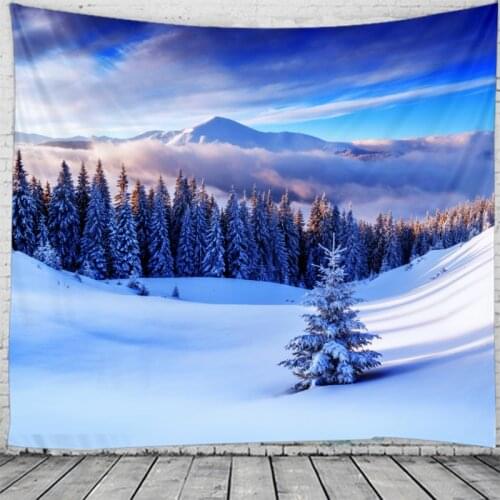 Tapestry Christmas Wall Hanging Christmas Night Home Deco Christmas Snow Scene Tapestries Large Size Drop Shipping Tapestries