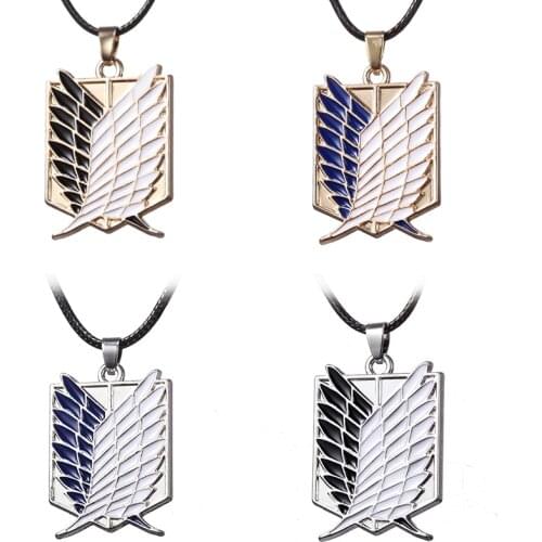 Hot Attack on Titan Necklaces Pendants Wings Of Liberty Metal Unisex Leather Chain Fashion Children Jewelry Pendant Two Colors