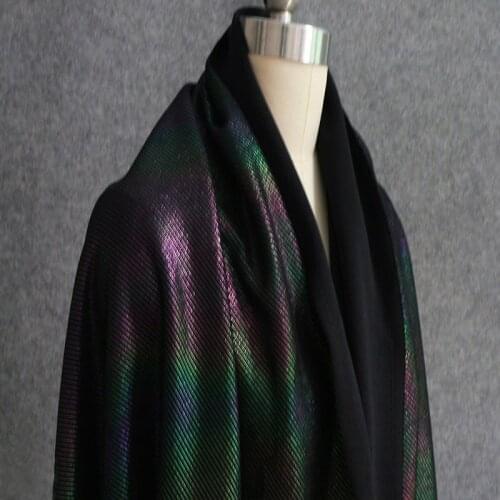 Good Shining Gradient Colorful Lines Micro Stretch Suede Leather Fabric Sewing Material For Jacket DIY Clothing/Star Stage Wear