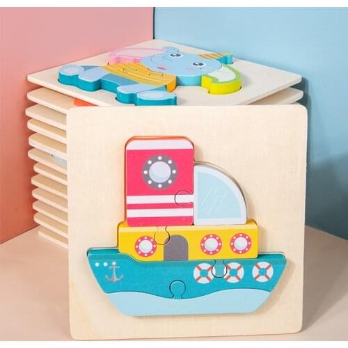 Montessori Toys 3D Puzzle Baby Toy Wooden Educational Toys For Children Montessori Materials Match Bricks Teaching Aids Kids Toy