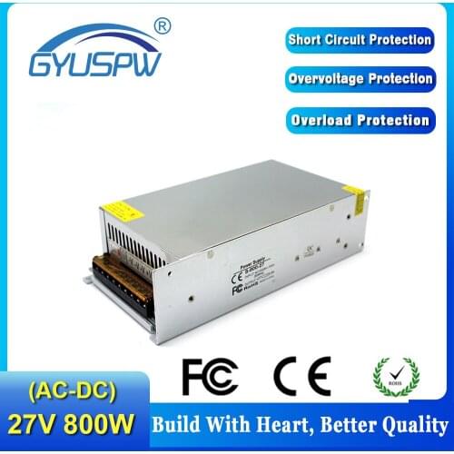 DC Power Supply Switching 27V 29.6A 800W Transformer 220V 110V AC to DC27V Power Adapter for CCTV DIY LED Light Lamp CNC Stepper