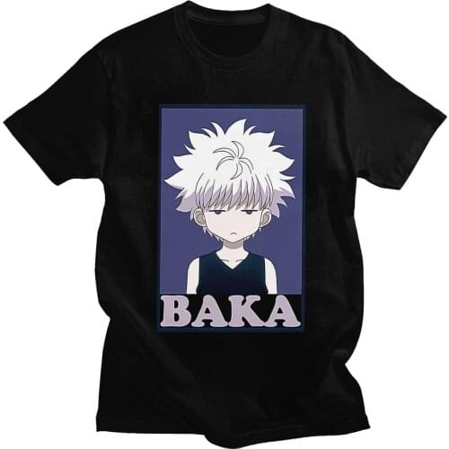 Handsome Hunter X Hunter T Shirt Short Sleeve 100% Cotton Killua Zoldyck Baka T-shirt Leisure Classic Comic Anime Manga Tee Top