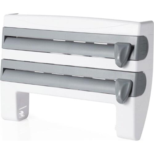 Kitchen Sauce Bottle Storage Rack Multifunctional Cling Film Foil Cutter Home Kitchen Tool Rack Grey