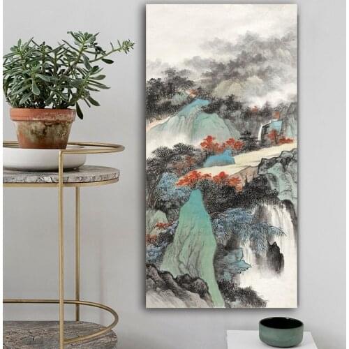 DIY colorings pictures by numbers with "Lushan guanyin peak" by wu hufan picture drawing Relief painting by numbers framed Home