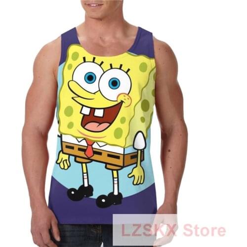 2012 New Summer Bodybuilding Spongee 3D Printed Bob Men Vest Compression Shirts Male Singlet Tops&Tees Fitness Bodybuilding Tops
