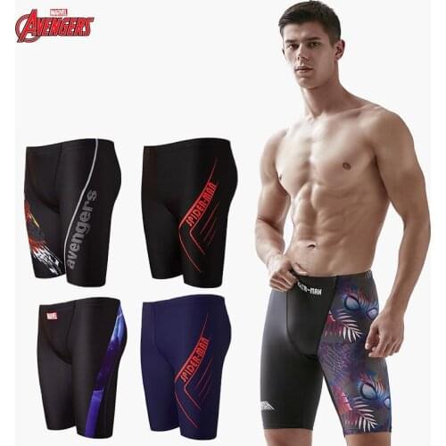 Original Disney Marvel Swimming Trunks Mens Swimwear Plus Size Five-point Loose Swimming Trunks Professional Quick-drying