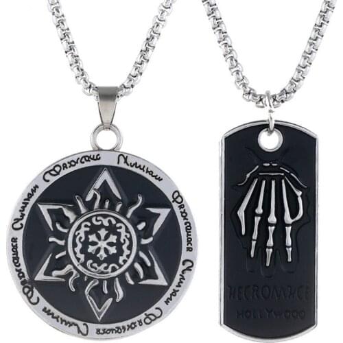 Punk Gothic Stainless Steel Chain Black Skull Pendant Statement Necklace Vintage Retro Women Men Biker Fashion Rock Jewelry Gift