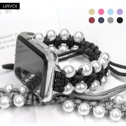 URVOI Parachute cord band for Apple Watch series 6 SE 5 4 3 2 1 Stretching buckle rope strap for iWatch with beads design clasic