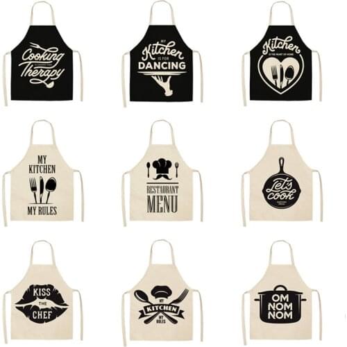 Simple Letter Kitchenware Cute Cartoon Cat Print Kitchen Apron Waterproof Apron Cleaning Household Tools Nordic Oil-proof Apron
