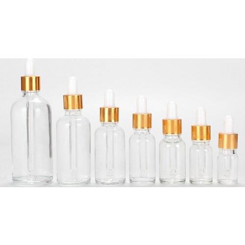 6pcs/lot 5ml/10ml/15ml/20ml/30ML/50ml/100ml Reagent Eye Dropper transparent Glass Aromatherapy Liquid Pipette Bottle Refillable