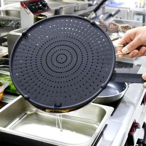 Silicone Splatter Sn Guard Nonstick Oil Grease Pan Lid Oil-Proof Splash Cover Frying Protection Mat Non-Slip Handle Pot Lid