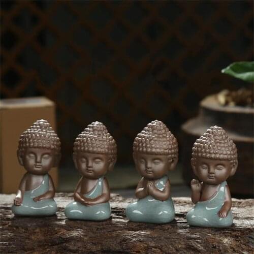 Buddha Statue Figurine Incense Burner Decoration Monk Tea Pet Car Accessories Bonsai Garden Tathagata India Yoga Mandala
