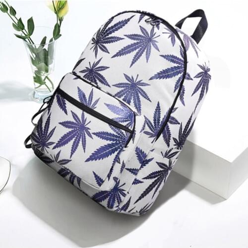 New Fashion Small Fresh Shoulder Bag Female Leaf Print Bag Large Capacity Waterproof Travel Backpack Male Forest Student Bag