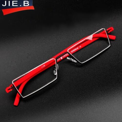 TR-90 Half Metal Frame Slim Portable Black Compact Reading Glasses Antieye Fatigue With Box Strength oculos de grau+1.0 - +4.0