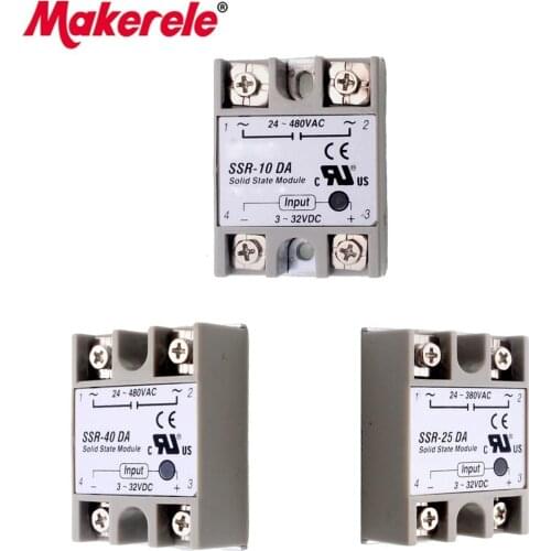 Solid State Relay SSR-10DA SSR-25DA SSR-40DA Relais Module Top Brand Makerele Actually 3-32V DC TO 24-380V AC SSR 10DA 25DA 40DA