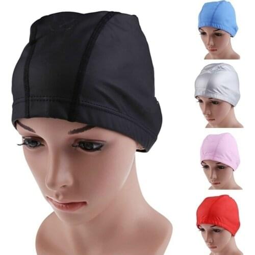 Waterproof Protect Ear Hat for Swimming Women and Men Adult Swimming Cap Elastic Solid Color Unisex Swimming Cap Stretch