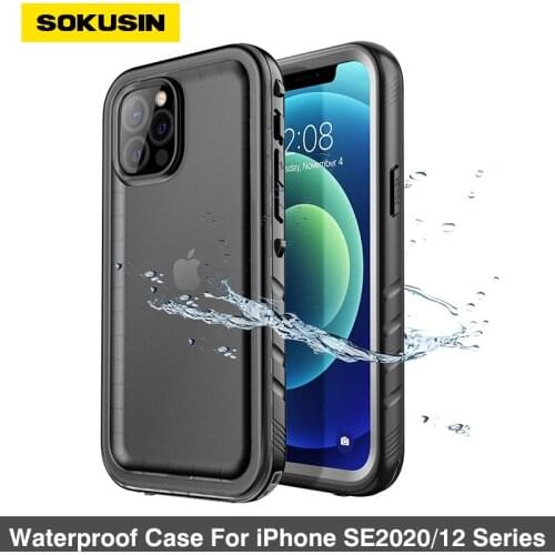 Sokusin Waterproof Case For iPhone 12 /12 Pro/12 Pro Max/SE2020 Full Body Shockproof Protect Screen Cases With Hand Strap