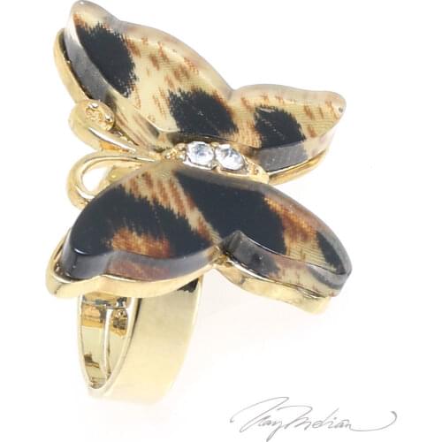 Costume Jewelry ring Tortoiseshell with Butterfly CAREY2 Collection CROWN