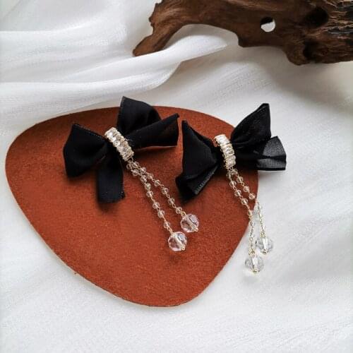 IOY IRENE S925 Needle Bohemian Tassel Ribbon Bow Pendant Earrings For Women Long Drop Earrings Jewelry Accessories