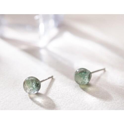New 100% 925 sterling silver stud earrings for women aretes de mujer, cute mini green crystal ball earings pendientes jewelry