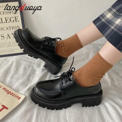 Add cotton Ladies Shoes Platform Heel Women Shoes High Quality Women Oxford Casual Shoes Womens harajuku vintage shoes