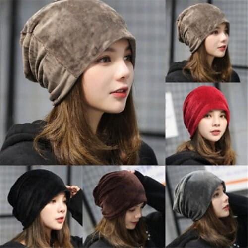 Winter Women Men Casual Warm Velvet Ski Slouch Hat Cap Beanie Hip-Hop Hat