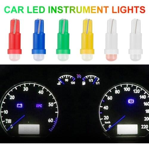 10pcs/Set Car LED Light Lamp Dash Indicator Light T5 COB Lamp Dashboard Lamp Panel Signal Bulbs Auto Accessories 7 Colors