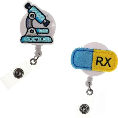 20pcs/lot New Medical Felt Blue Microscope Badge Reel Yellow Pill Badge Holder