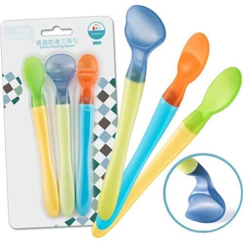 3Pcs Safe Soft Silicone Baby Spoons Feeding Dishes Tableware for children Flatware Cutlery Baby Feeding Spoon Set