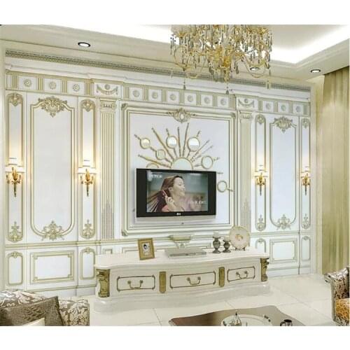 Custom Any Size 3D Mural Wallpaper European Style 3D Stereo Golden Square Frame Photo Wall Painting Living Room Hotel Wall Paper