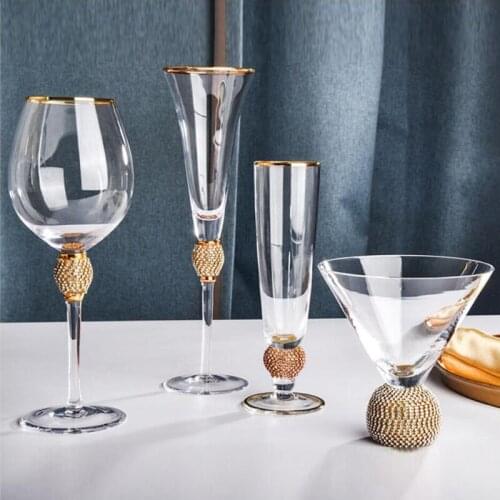 200-500ml Creative Gold Rimmed Glass Goblet Red Wine Cocktail Champagne Whiskey Drink Glass Cup Bar Party Wedding Supplies Gifts