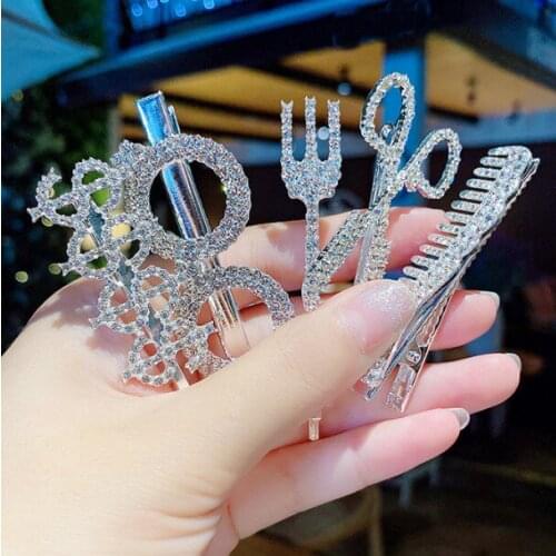 5pcs/set Shining Crystal Rhinestone Hair Clip For Women Elegant Korean Design Snap Barrette Stick Hairpin Hair Accessories