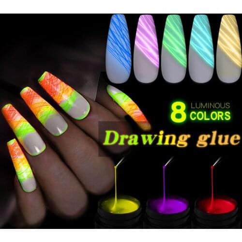8 ML Luminous Brushed Nail Polish Glue UV Gel Polished Brushed Glamour Oil Painting Fingertips Decorative Nail Accessories
