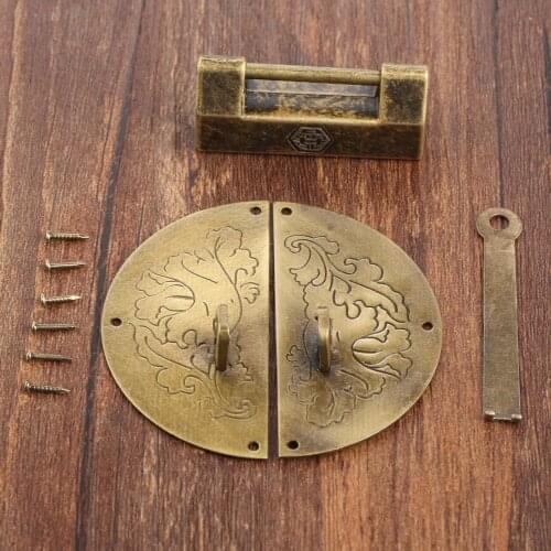 Antique Furniture Decorative Padlock Chinese Old Lock Antique Box Toggle Latch Hasp Buckle Clasp For Jewelry Wooden Box Hardware