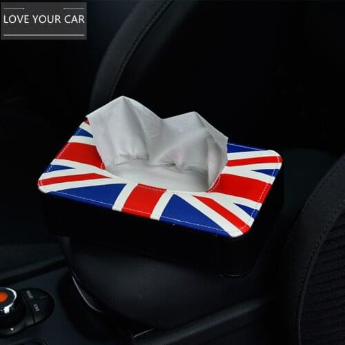 Car accessories tissue box holder napkin drawer car decoration leather home office black