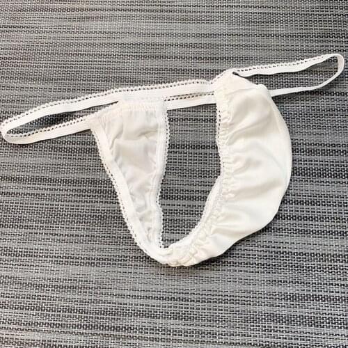 Shiny Lingerie Men Underwear Satin Panties Elastic T-back G-string Bikini Briefs Underpant tanga hombre Sissy Pouch Panties A30