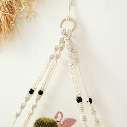 Large-sized Plant er Basket Handmade Fine Rope Flower Pot Plant Lanyard 4 Legs