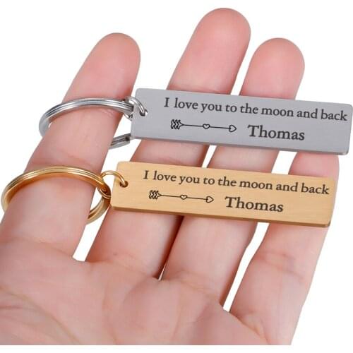 Custom Lover Keyring Engraved I Love You To The Moon and Back Key Ring Couple Keychain Jewelry Gift Give To My Boyfriend Husband