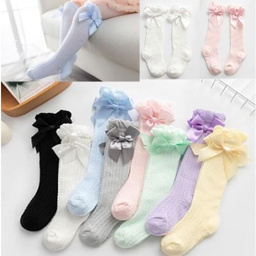 Kids Knee High Socks Bowknet Princess Mesh Breathbale Socks Baby Girl Legwarm Summer Thin Kids Socks Infant