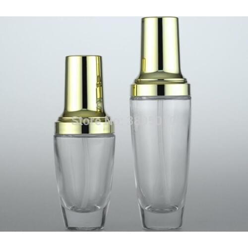 50ml Essence Emulsion Bottle With Lotion Pump Black Glass Bottle With Gold Pressure Pump Emulsion Liquid Bottle F1022