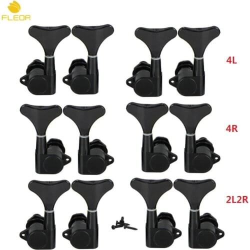 FLEOR 4pcs/Set Black Enclosed Sealed Bass Tuning Pegs Keys Machine Heads Tuners 4L/4R/2L2R Choose