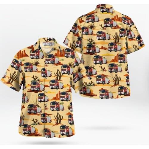 Fire Truck 3D Print Beach Hawaiian 2021 Summer Shirt Short Sleeve Shirt Streetwear Oversized 5XL Camisa Social Chemise Homme-28