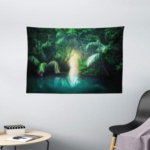 Jungle Tapestry Tropical Lake Mangrove Rainforest Pathway Sri Lanka Travel Destination Wall Hanging For Bedroom Living Room Dorm